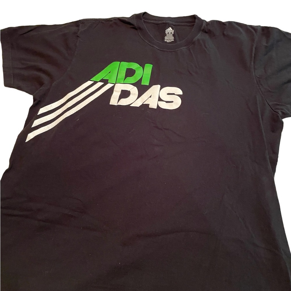 Adidas Black and Green Men's Shirt